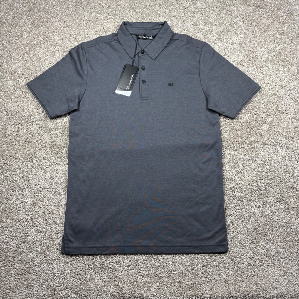 TravisMathew Excursion Polo Shirt Mens Small Heather Black 1MW892 Golf Top